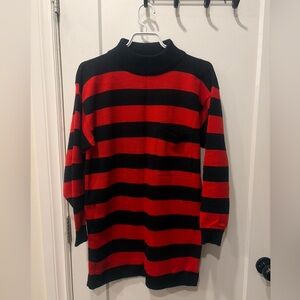 90s vintage striped Black & Red mock neck Sweater
